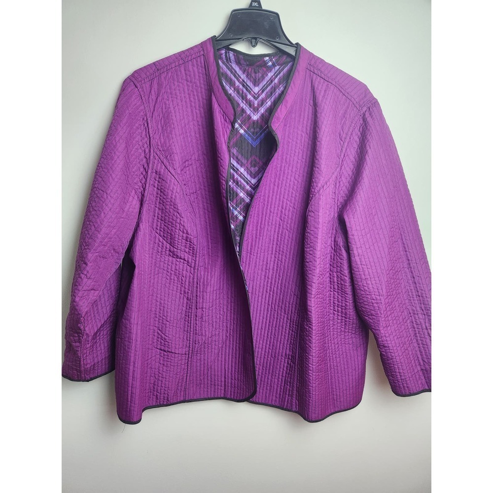 Catherines reversible Quilted jacket Berry Pink Plaid 4X spring - Picture 6 of 11